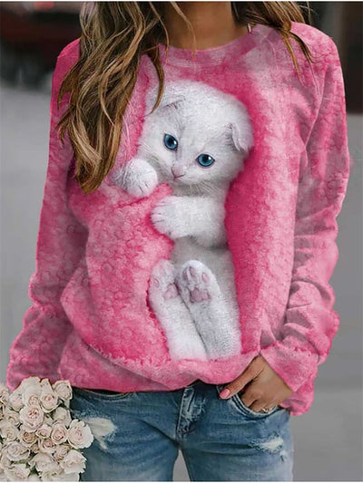 Neko - Cozy Cat Print Sweatshirt
