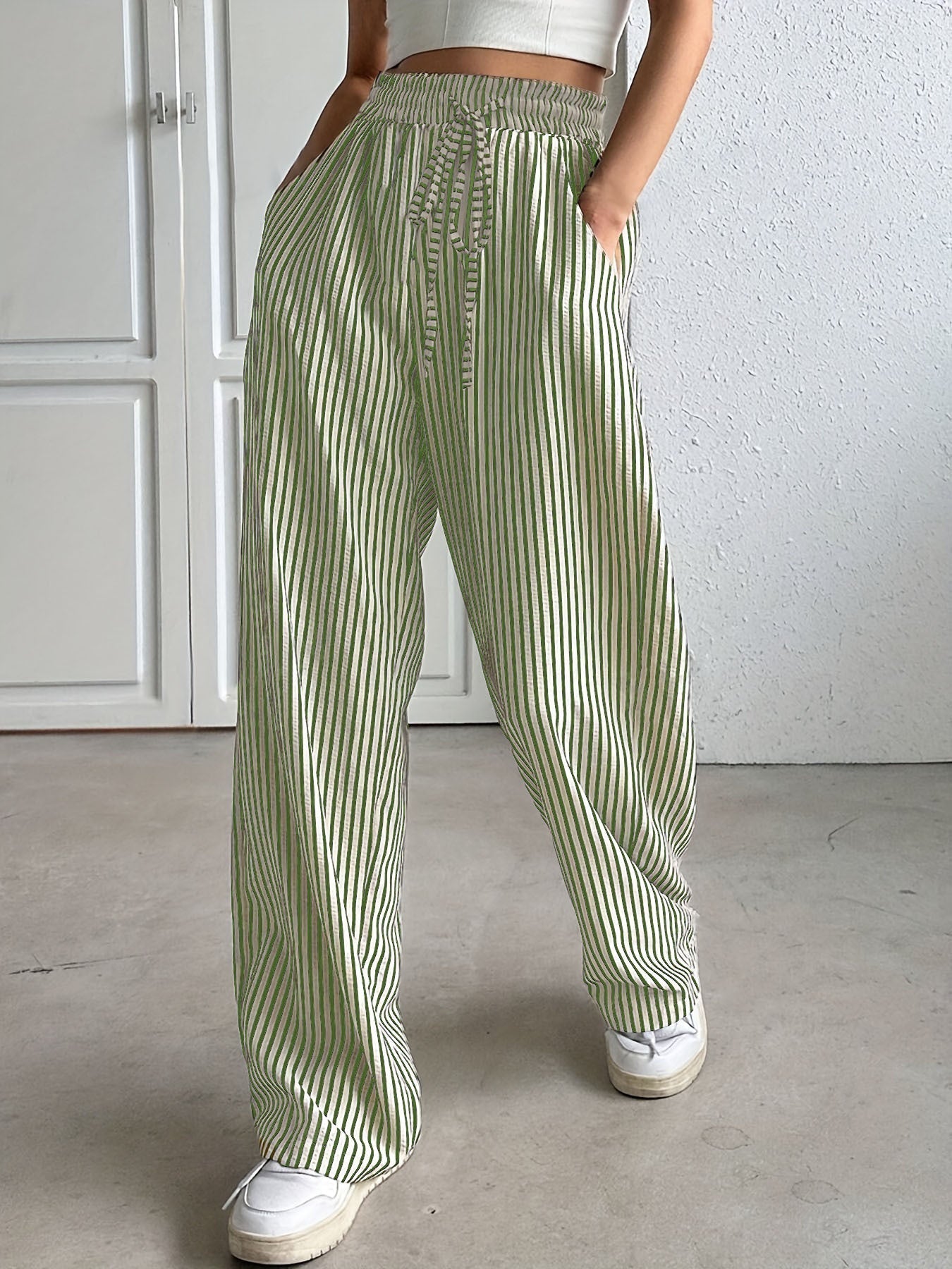 TAITE - Simple Summer Striped Relaxed Fit Buttom