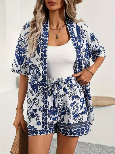 FANNIE – Simple Summer Floral Top and Shorts Set