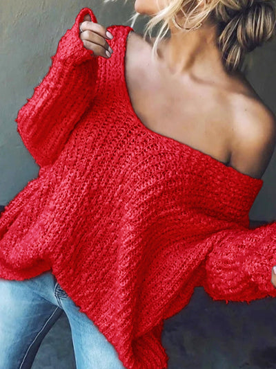 TELIKA - Comfy Drop Shoulder Long Sleeve Sweater