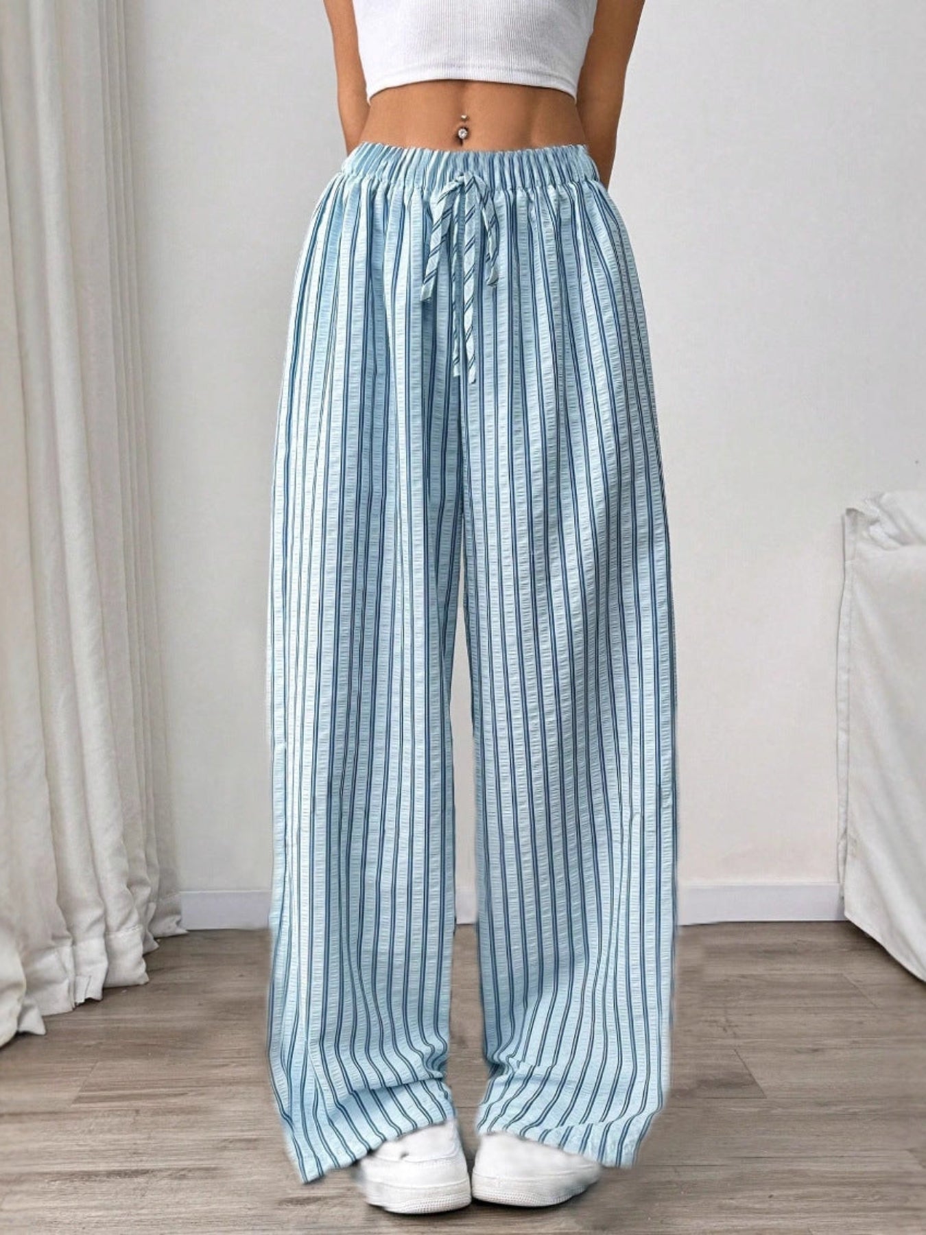 TAITE - Simple Summer Striped Relaxed Fit Buttom