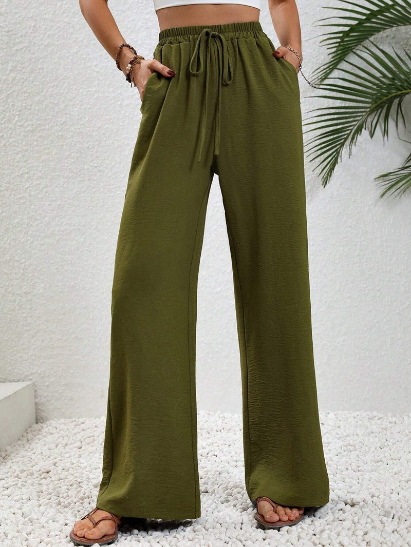 NIKU - Casual Wide Leg Drawstring Pants