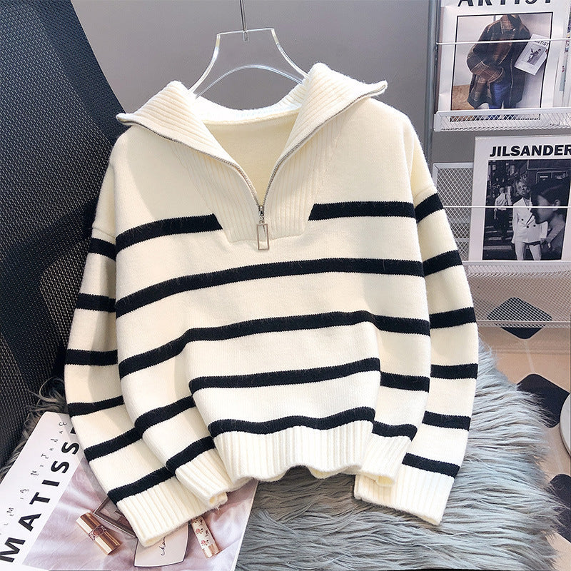 TIANA - Chic Striped Long Sleeve Collared Top