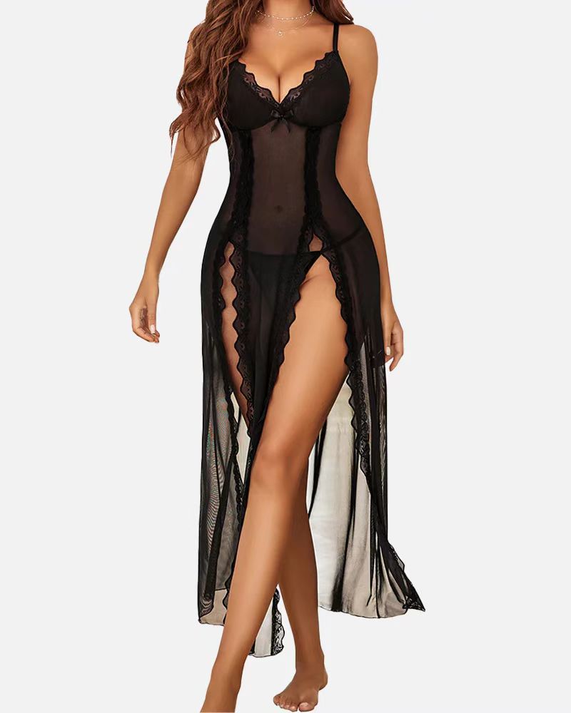 LUZY - Casual V-Neck Lingerie Maxi Nightdress