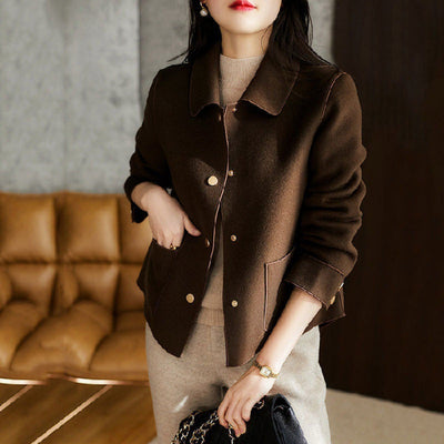 ADELAIDE - Cozy Button Front Long Sleeve Collared Coat