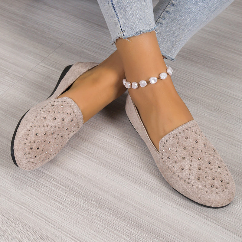 Flat Shoes Embellished with Rhinestones