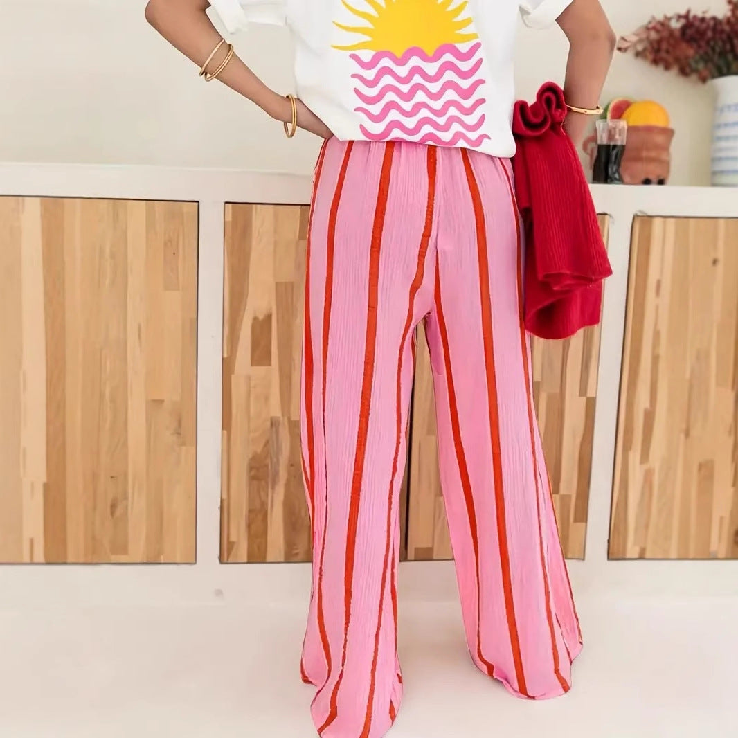 CHARO – Comfy Striped Wide-Leg Lounge Trousers