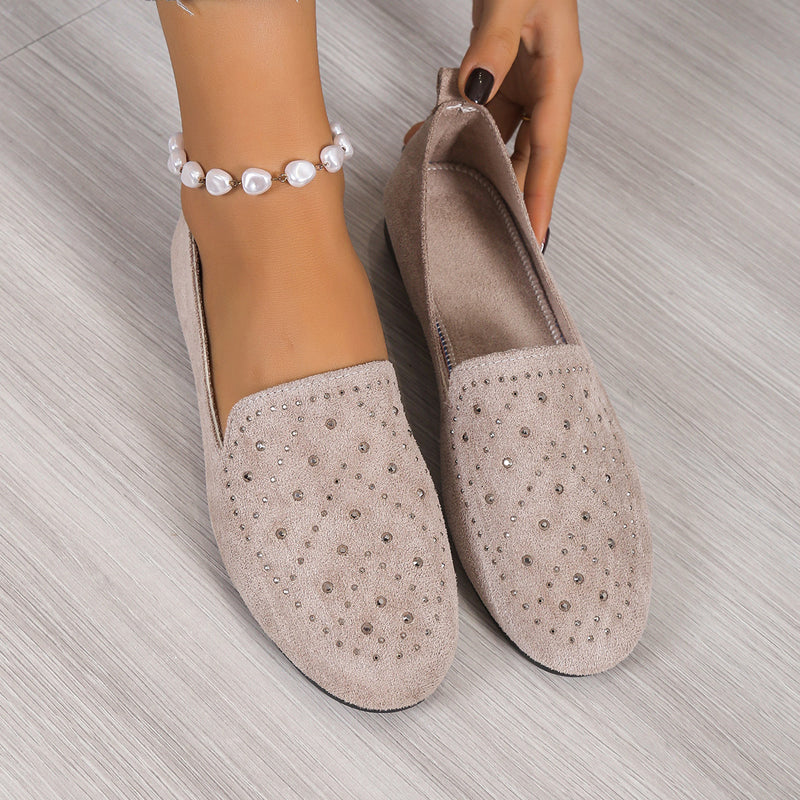 Flat Shoes Embellished with Rhinestones