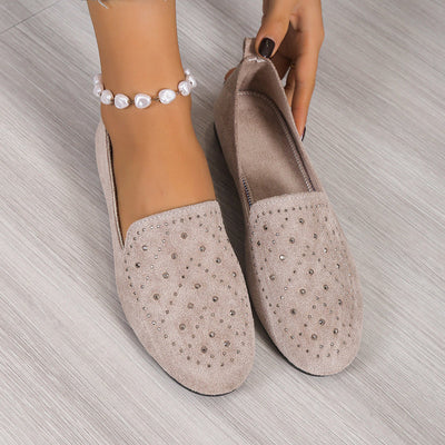 Flat Shoes Embellished with Rhinestones