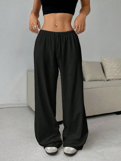 QOVELA - Casual Adjustable String Wide Leg Pants