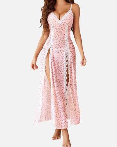 LUZY - Casual V-Neck Lingerie Maxi Nightdress