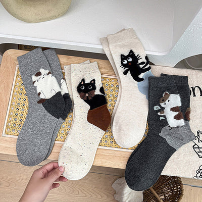 Casual Cat Print Socks