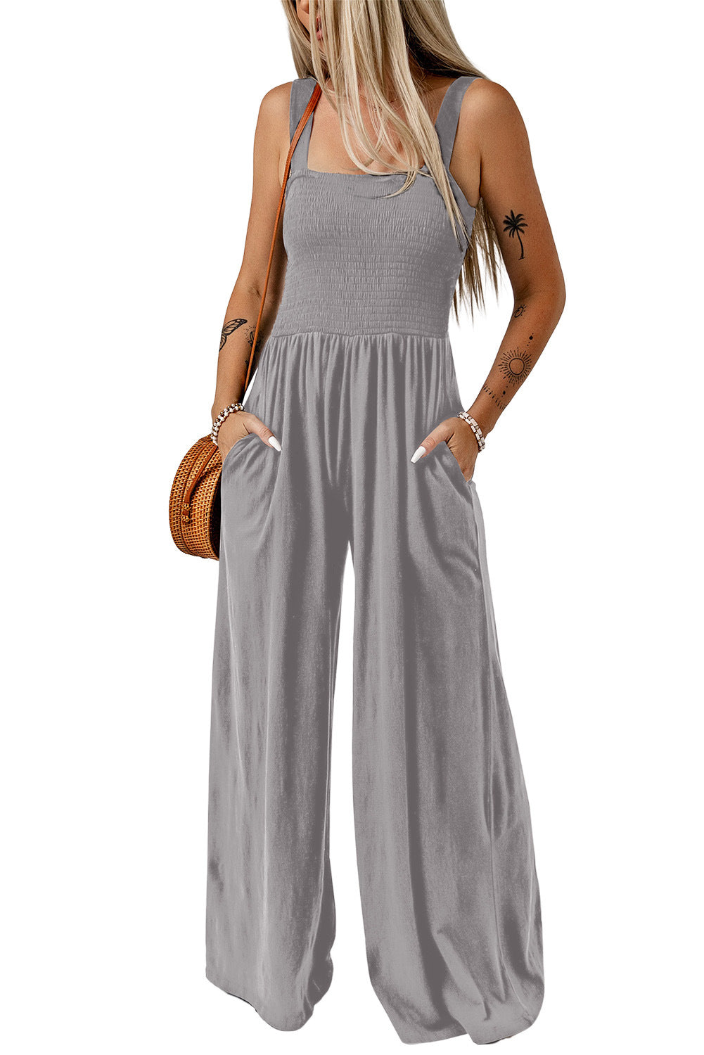 CATHLEEN – Lightweight Wide-Leg Square Neck Jumpsuit