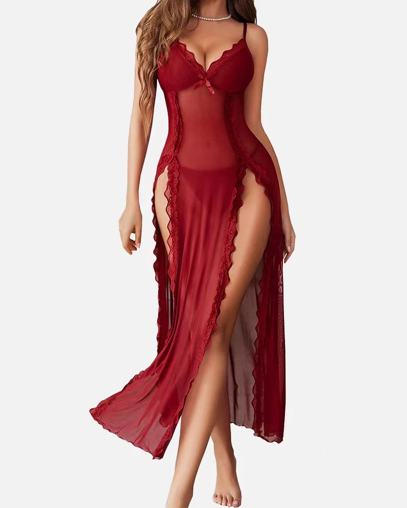 LUZY - Casual V-Neck Lingerie Maxi Nightdress