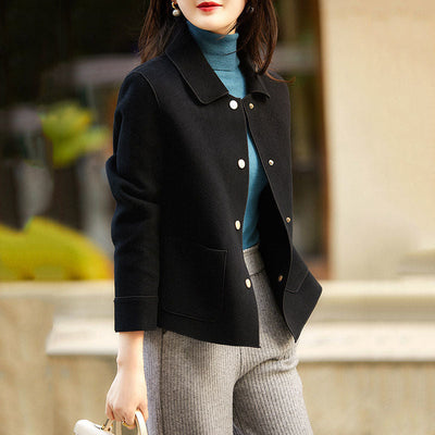 ADELAIDE - Cozy Button Front Long Sleeve Collared Coat