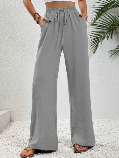 NIKU - Casual Wide Leg Drawstring Pants
