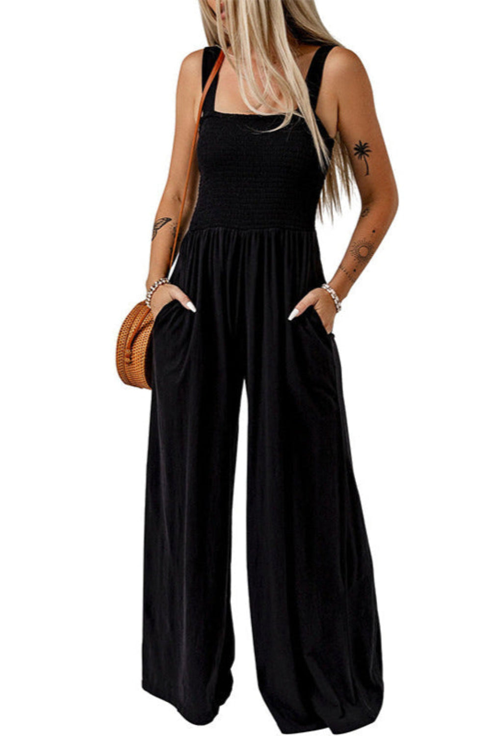 CATHLEEN – Lightweight Wide-Leg Square Neck Jumpsuit