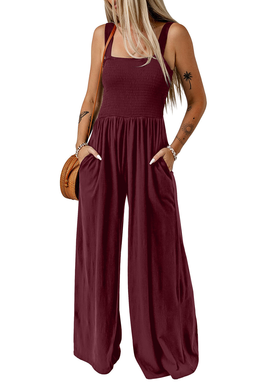 CATHLEEN – Lightweight Wide-Leg Square Neck Jumpsuit