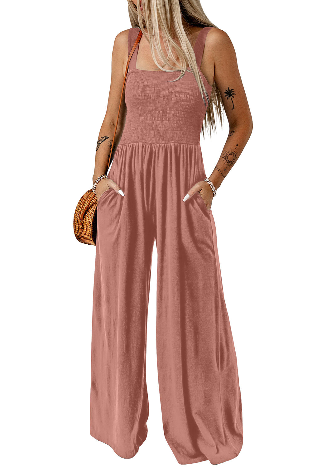 CATHLEEN – Lightweight Wide-Leg Square Neck Jumpsuit