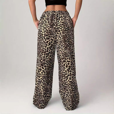 LIEZEL – Comfy Straight-Leg Leopard Print Pants