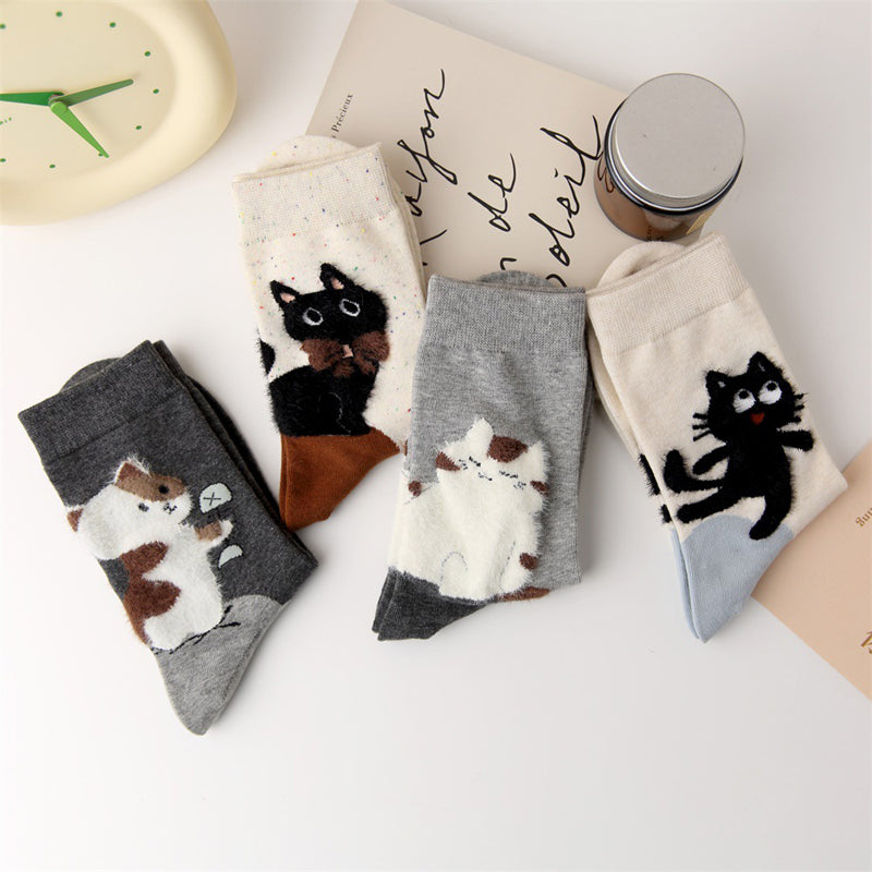 Casual Cat Print Socks
