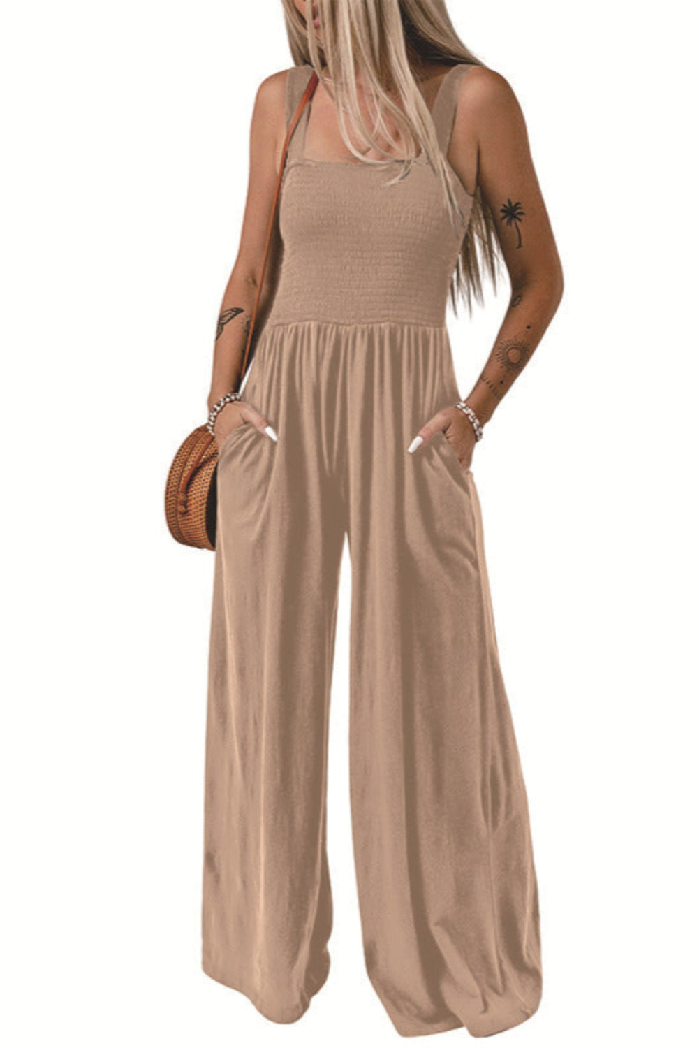 CATHLEEN – Lightweight Wide-Leg Square Neck Jumpsuit