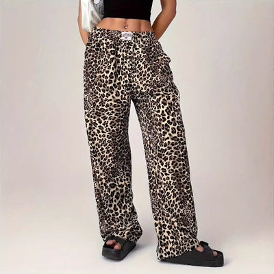 LIEZEL – Comfy Straight-Leg Leopard Print Pants