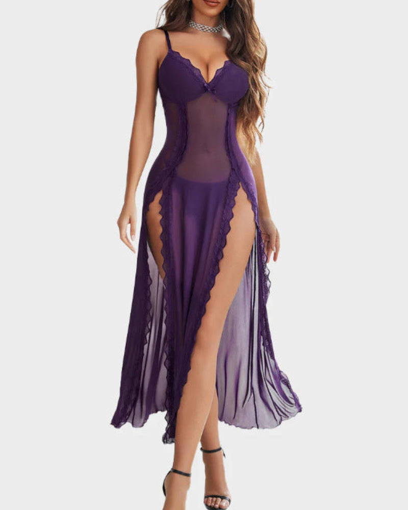 LUZY - Casual V-Neck Lingerie Maxi Nightdress