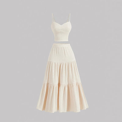 DALI - Comfy Sleeveless Crop Top and A-Line Skirt Set