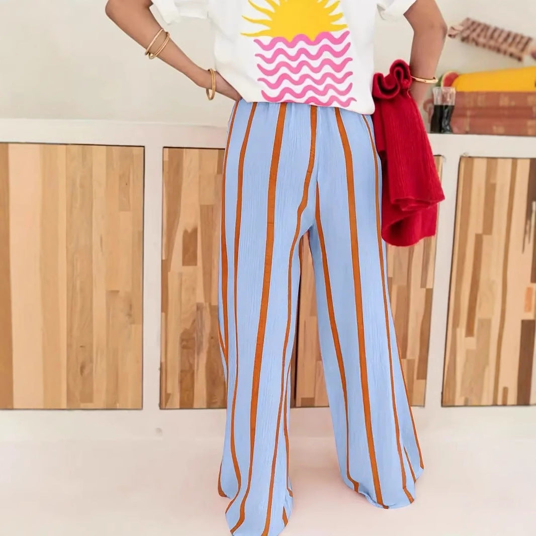 CHARO – Comfy Striped Wide-Leg Lounge Trousers