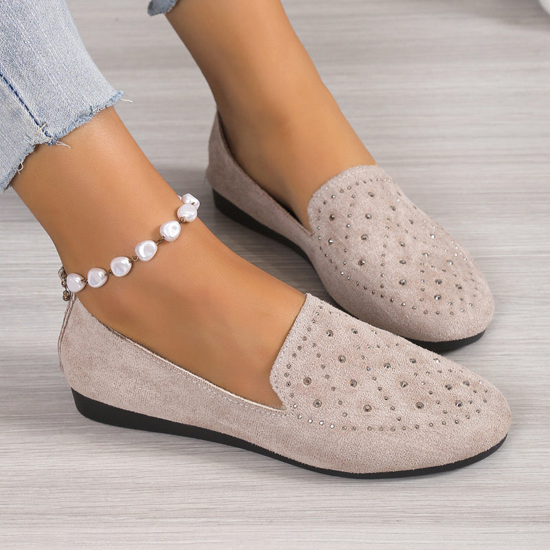 Flat Shoes Embellished with Rhinestones
