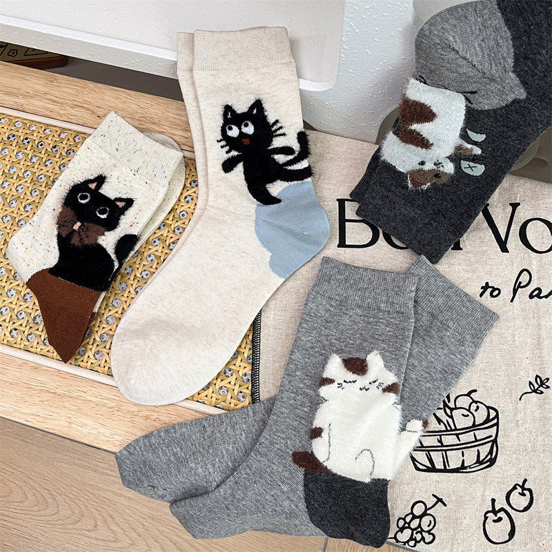 Casual Cat Print Socks