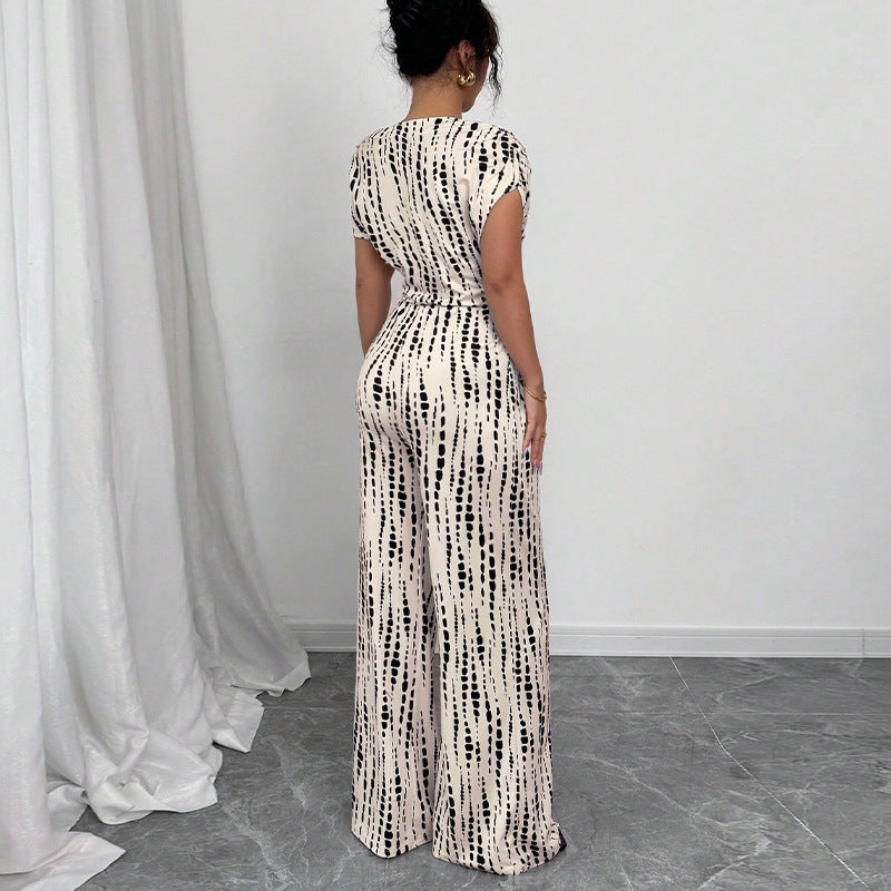 KENDI - Classy Wide-Leg Oblique Strap Jumpsuit