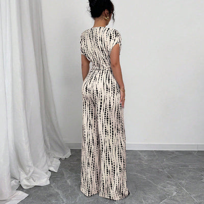 KENDI - Classy Wide-Leg Oblique Strap Jumpsuit