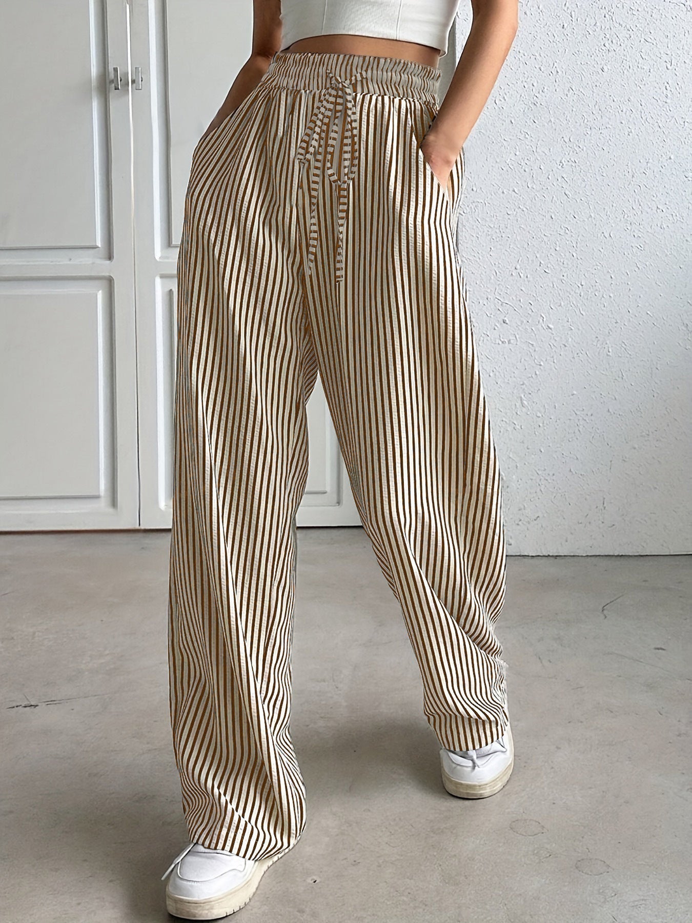 TAITE - Simple Summer Striped Relaxed Fit Buttom