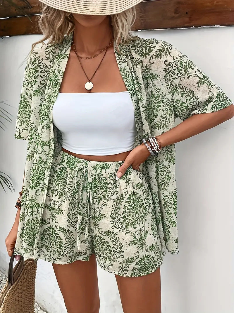 FANNIE – Simple Summer Floral Top and Shorts Set