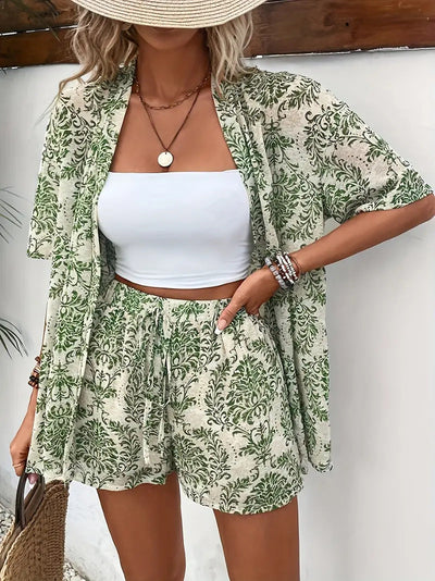 FANNIE – Simple Summer Floral Top and Shorts Set