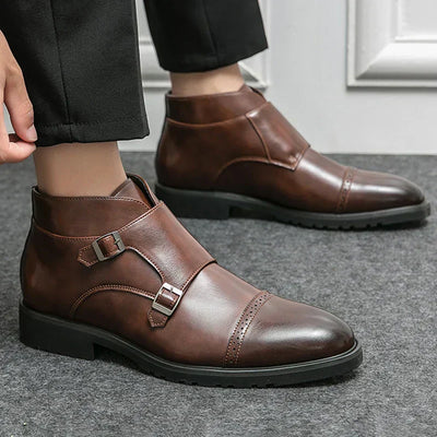 Parker | Faux Leather Double Monk Strap Boots
