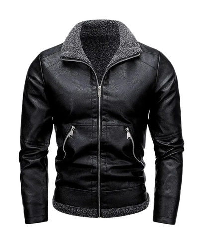 Elegant Leather Fleece Jacket