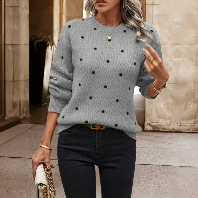 Casual Polka Dot Knit Jumper