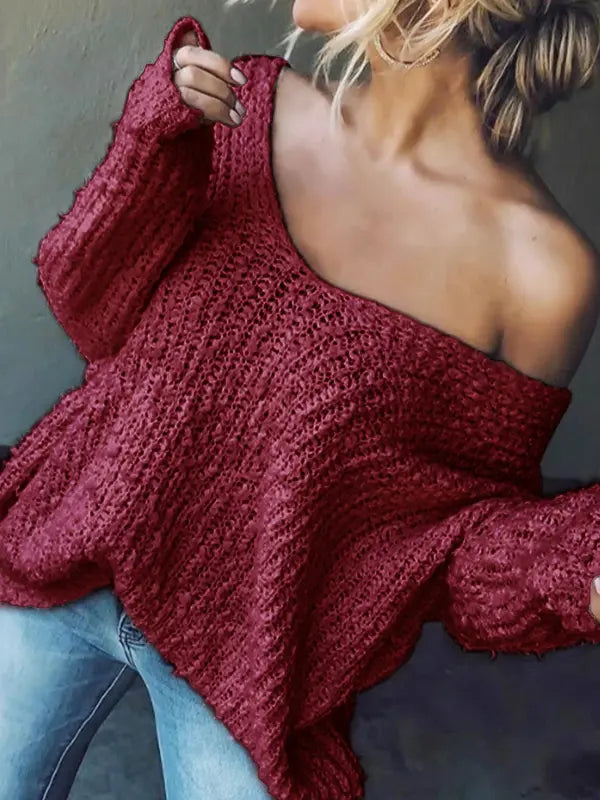 TELIKA - Comfy Drop Shoulder Long Sleeve Sweater