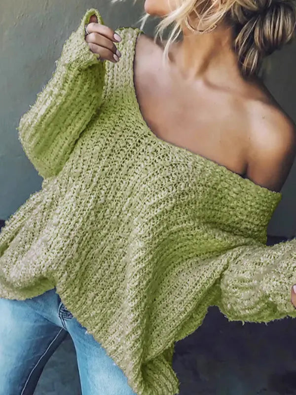 TELIKA - Comfy Drop Shoulder Long Sleeve Sweater