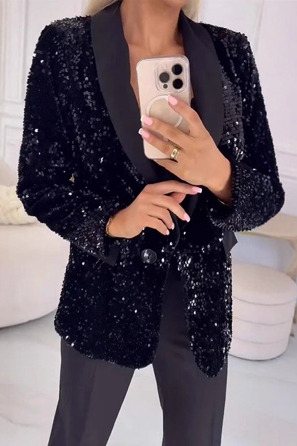 LUXARA -Shimmer Sequin Blazer