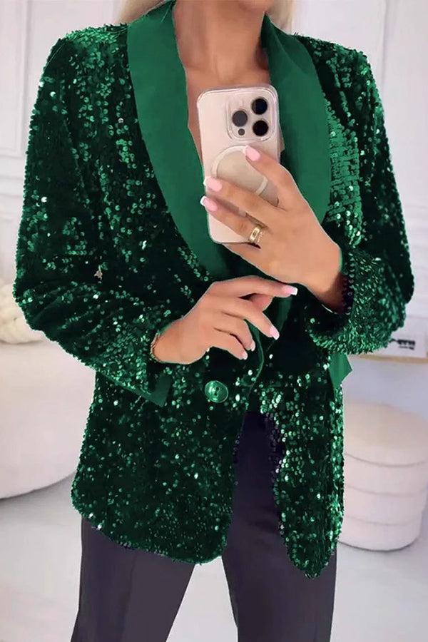 LUXARA -Shimmer Sequin Blazer