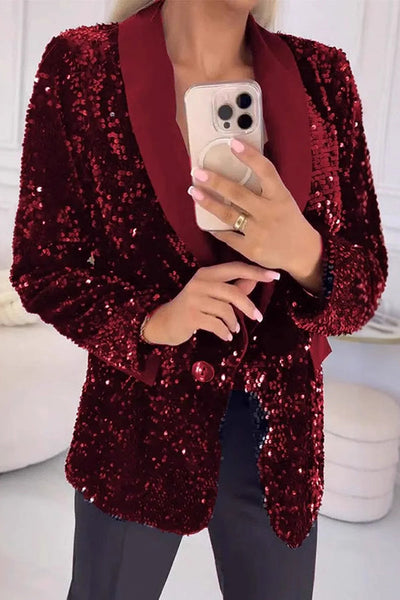 LUXARA -Shimmer Sequin Blazer