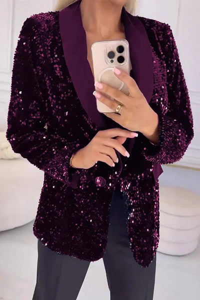 LUXARA -Shimmer Sequin Blazer