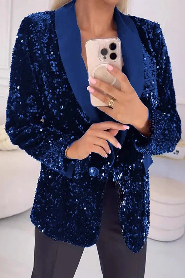 LUXARA -Shimmer Sequin Blazer