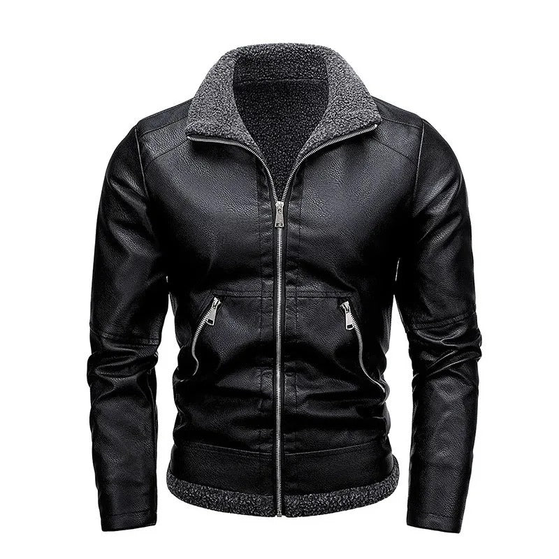 Elegant Leather Fleece Jacket