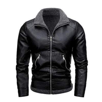 Elegant Leather Fleece Jacket