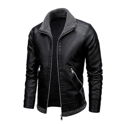 Elegant Leather Fleece Jacket